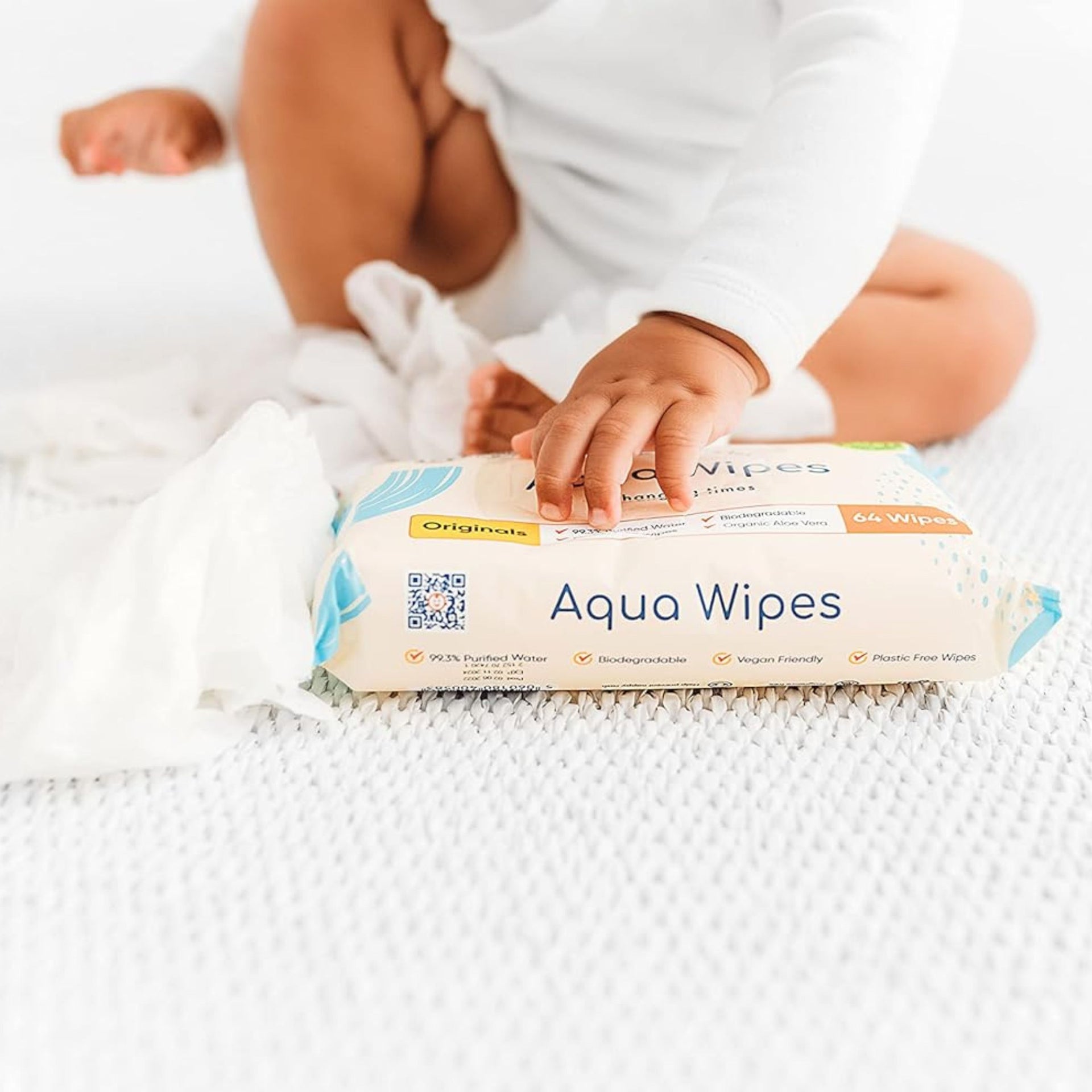 Aqua Wipes Originals Baby Wet Wipes | 99.9% Purified Water | Plastic-Free & Biodegradable | Organic Aloe Vera | Gentle for Sensitive Skin
