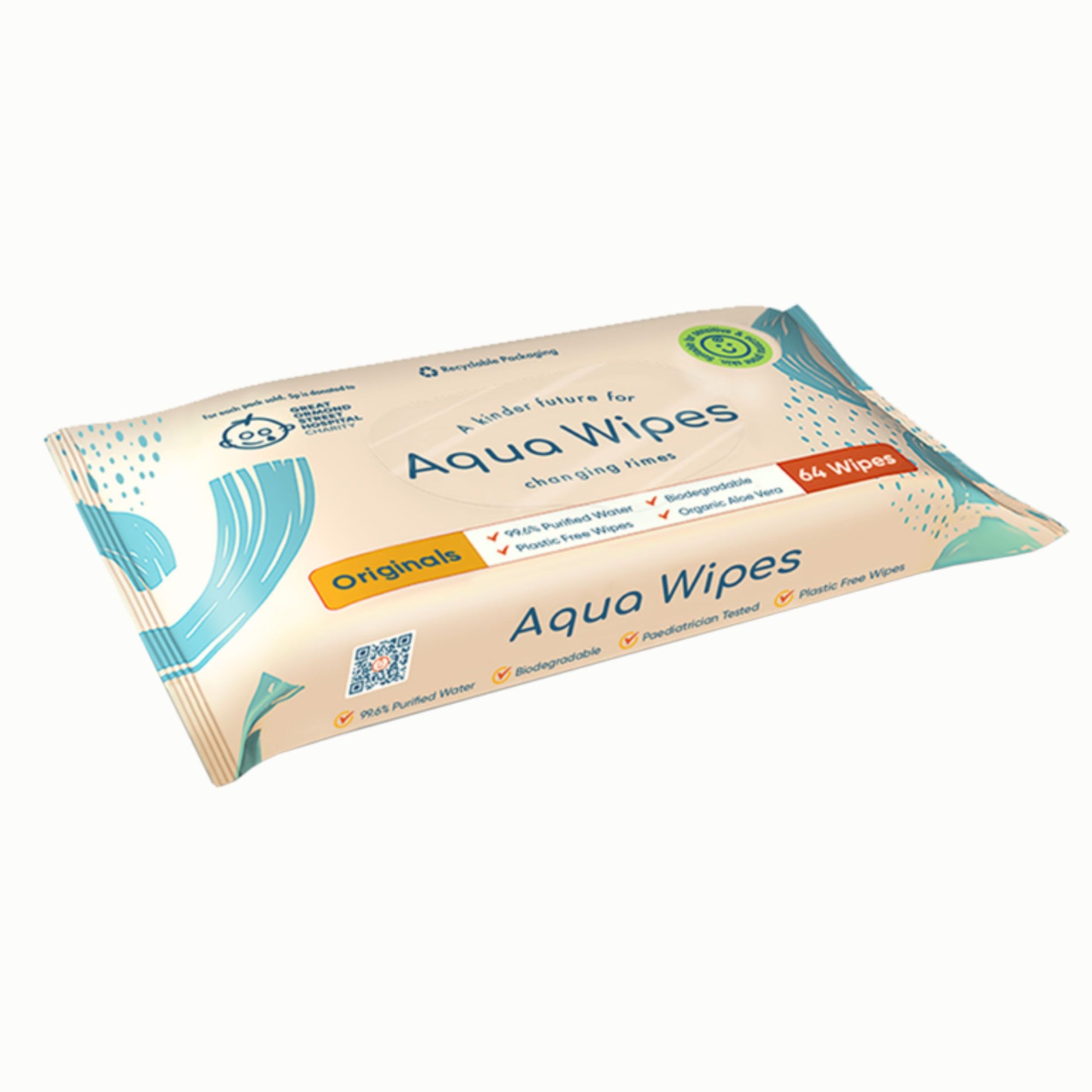 Aqua Wipes Originals Baby Wet Wipes | 99.9% Purified Water | Plastic-Free & Biodegradable | Organic Aloe Vera | Gentle for Sensitive Skin