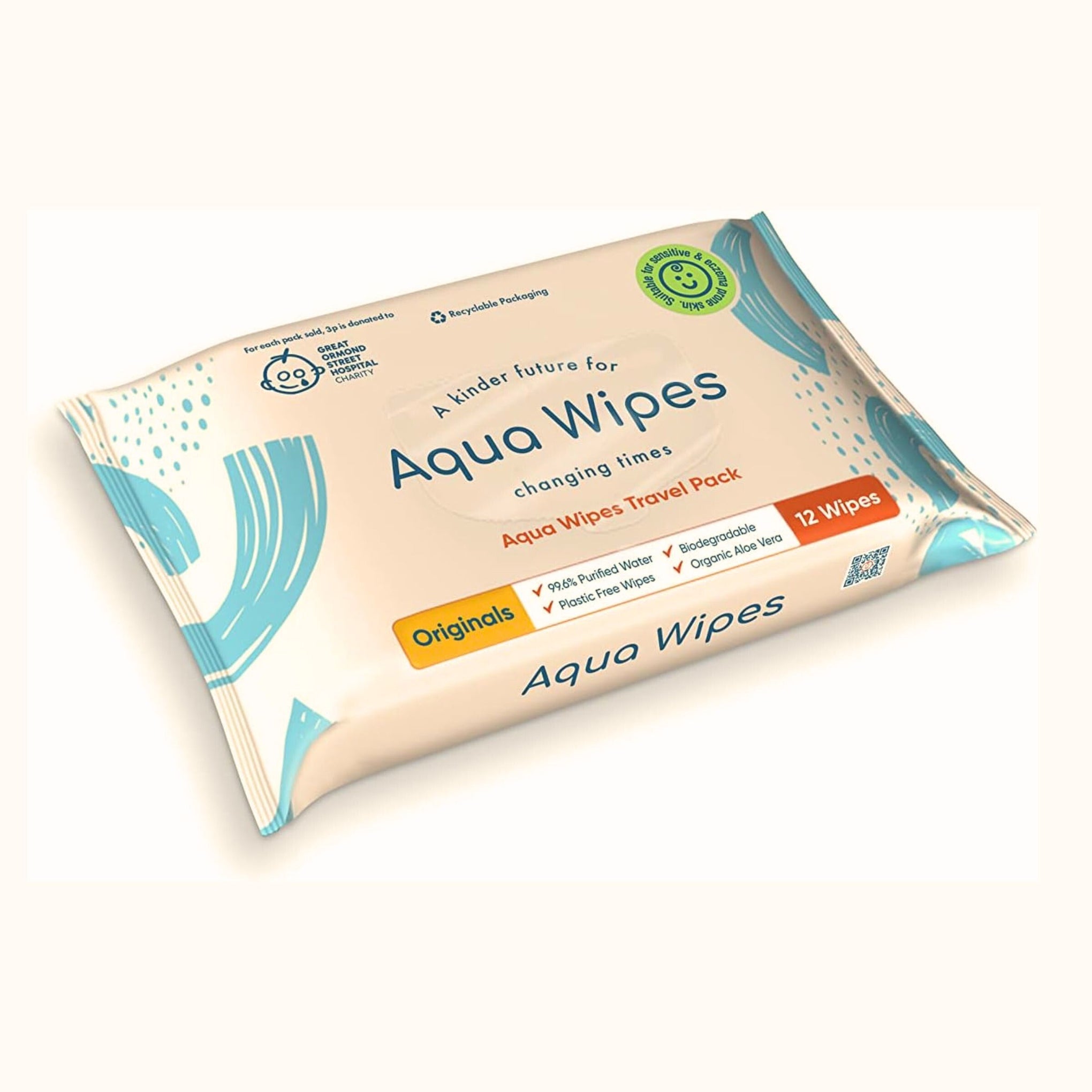 Aqua Wipes Originals Baby Wet Wipes | 99.9% Purified Water | Plastic-Free & Biodegradable | Organic Aloe Vera | Gentle for Sensitive Skin