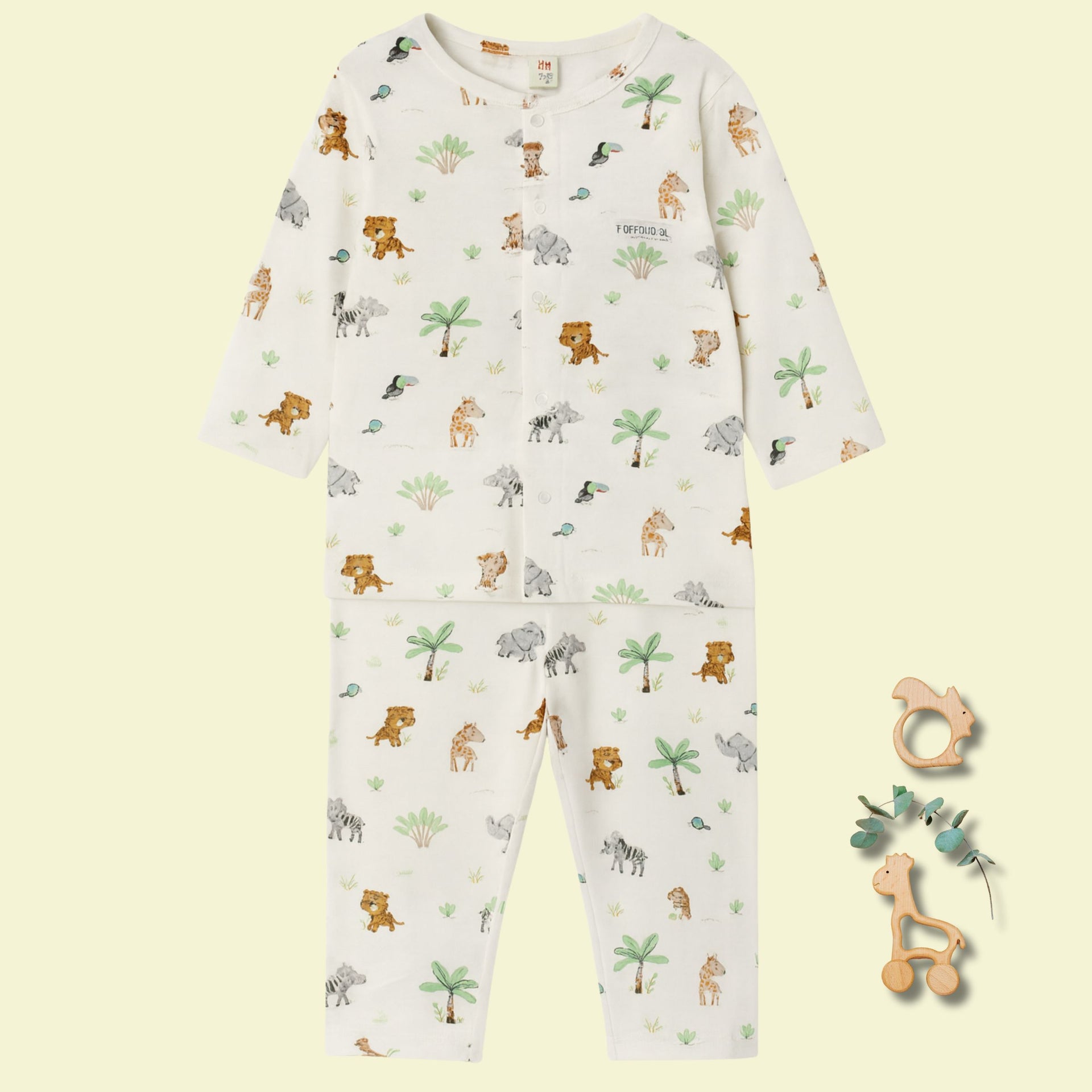 TOFFY HOUSE Jungle Friends Cotton Night Suit – Full Sleeve | Soft & Breathable | Unisex | 9 M - 3 Y