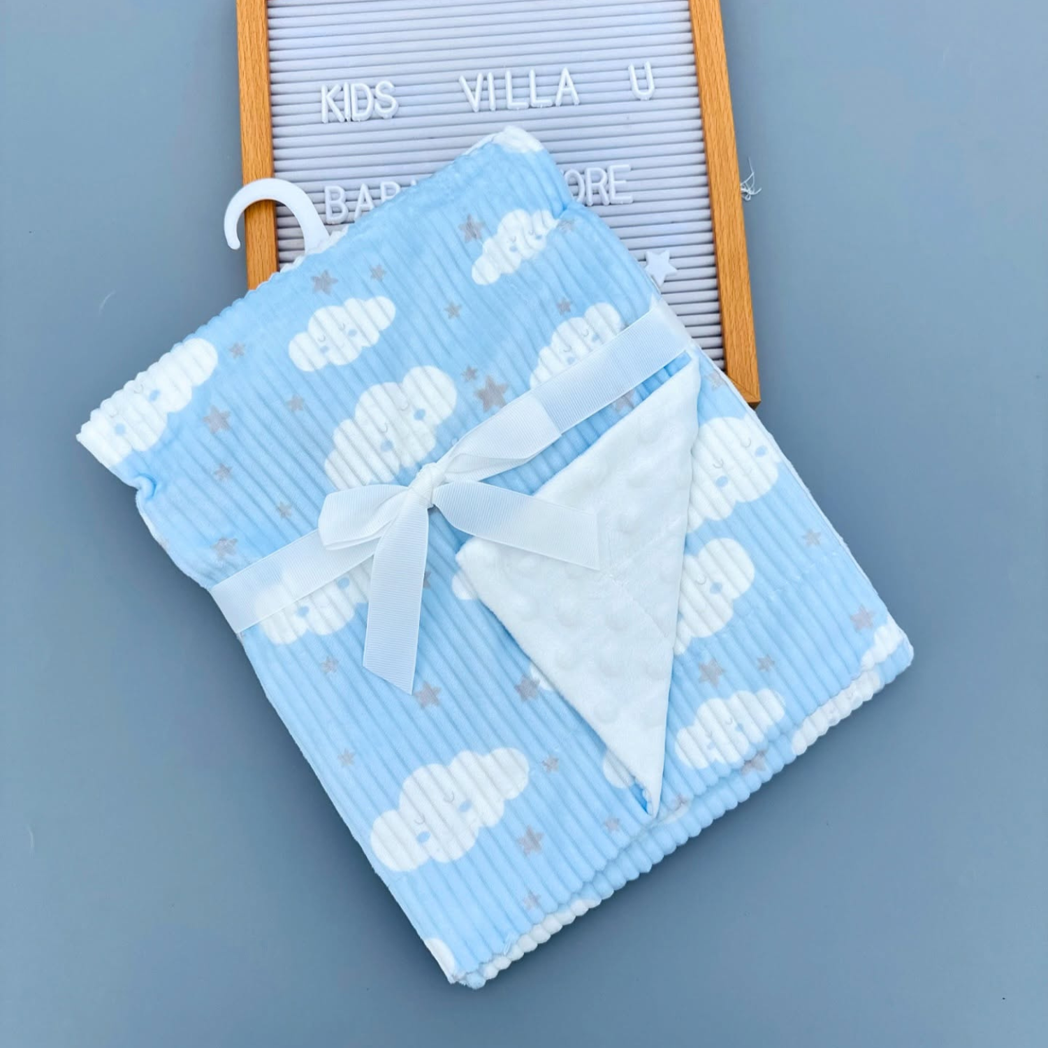 SUNNOZY Baby Double Layer Blanket – Cloud & Star Design | Soft Minky Comforter (75×100cm)