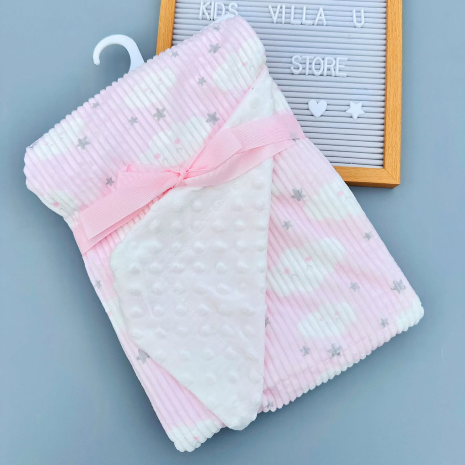 SUNNOZY Baby Double Layer Blanket – Cloud & Star Design | Soft Minky Comforter (75×100cm)