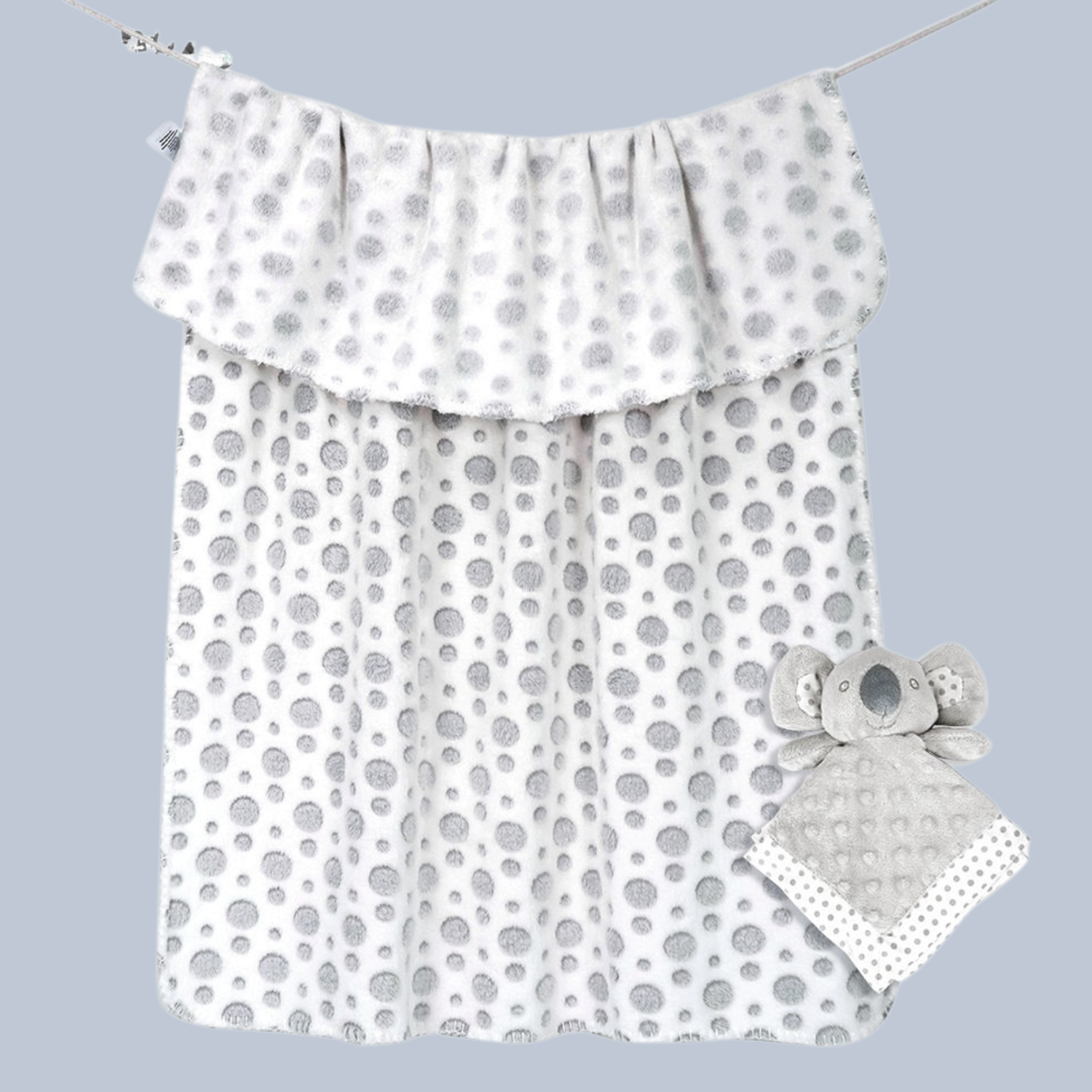 Sunnozy Ultra-Soft Grey Plush Baby Blanket with Koala Toy | Cozy Newborn Blanket Set | Size 75×100 cm