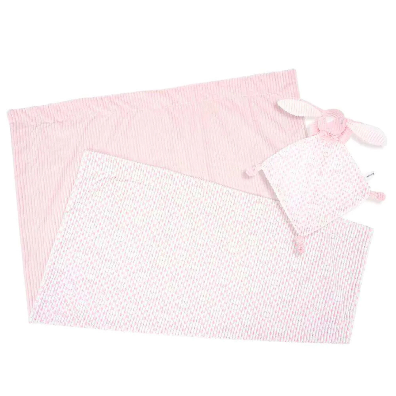 SUNNOZY Baby Double Layer Blanket Pink with Bunny Comforter – Ultra Soft Newborn Blanket Set (75×100cm)