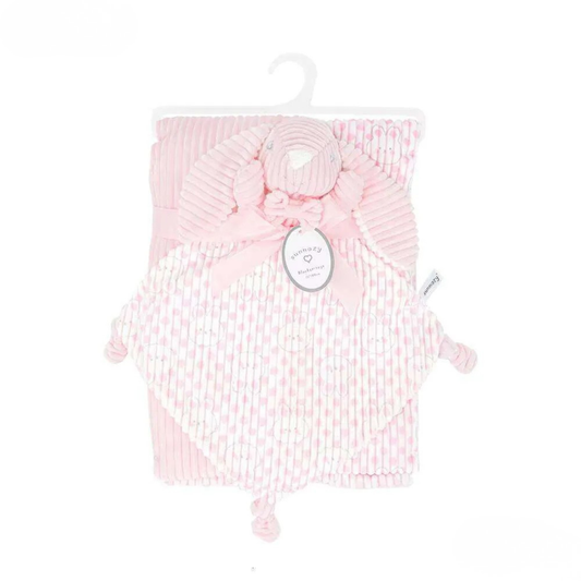 SUNNOZY Baby Double Layer Blanket Pink with Bunny Comforter – Ultra Soft Newborn Blanket Set (75×100cm)