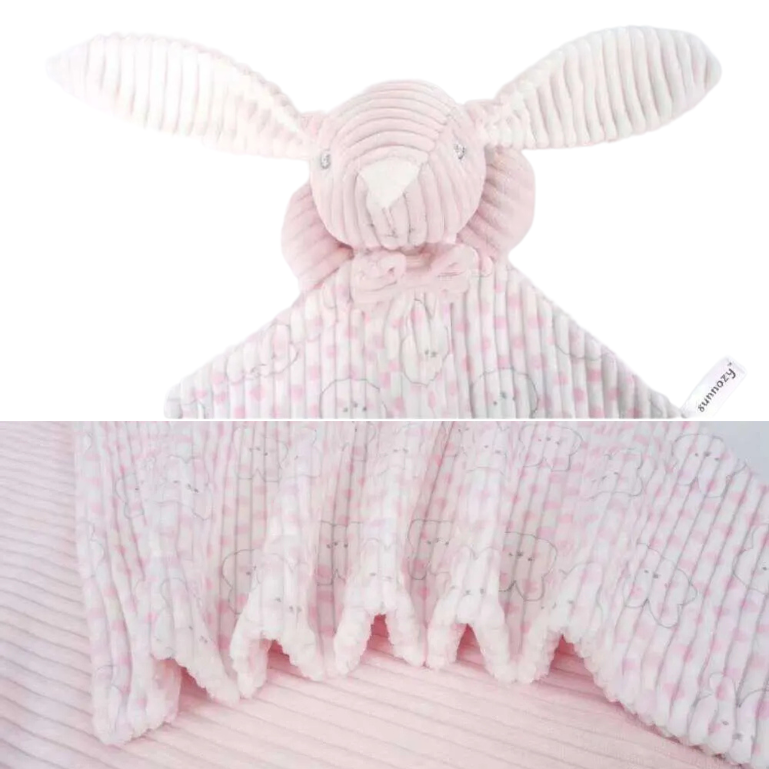 SUNNOZY Baby Double Layer Blanket Pink with Bunny Comforter – Ultra Soft Newborn Blanket Set (75×100cm)