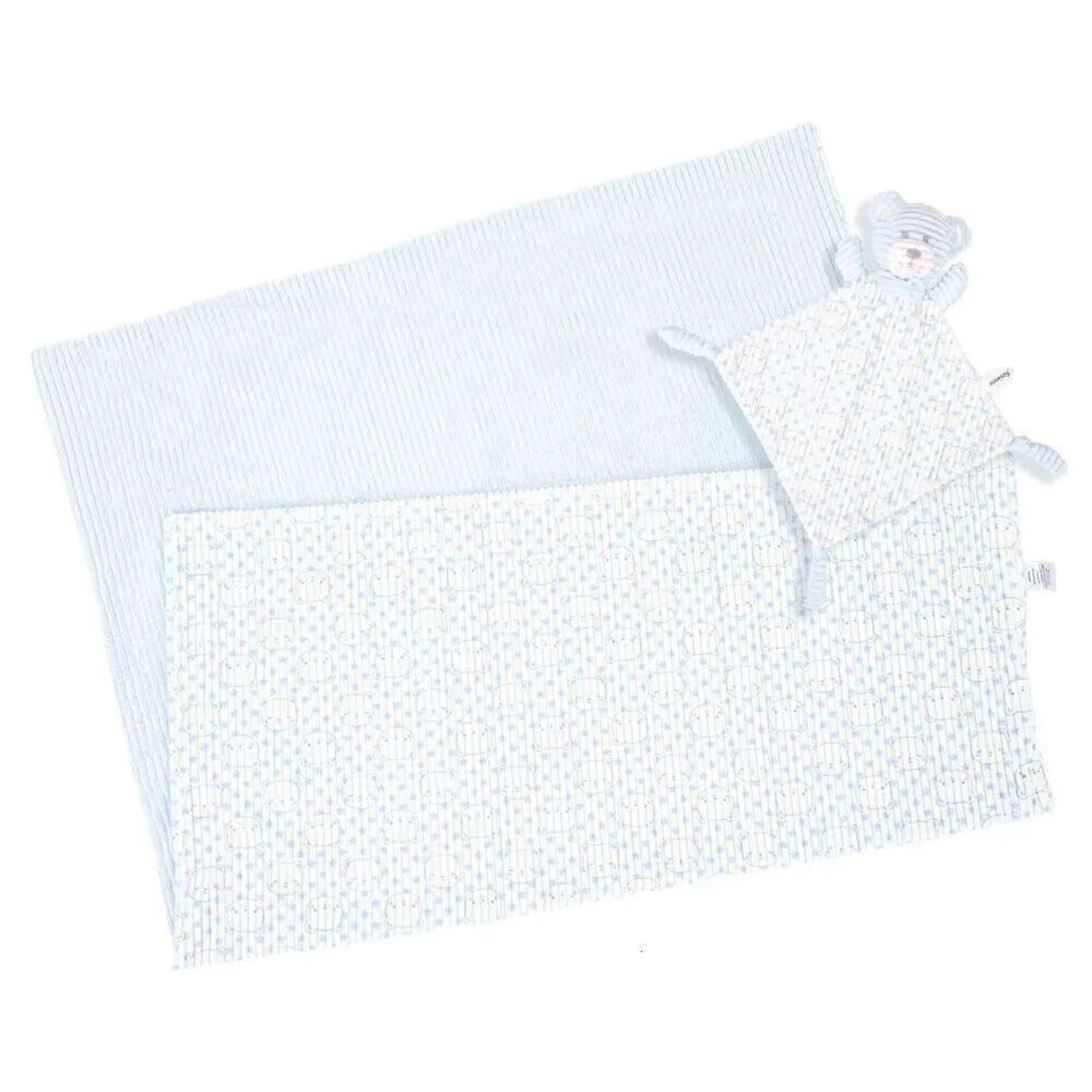 SUNNOZY Baby Double Layer Blanket – Blue with Teddy Comforter | Soft Plush Blanket Set (75×100cm)